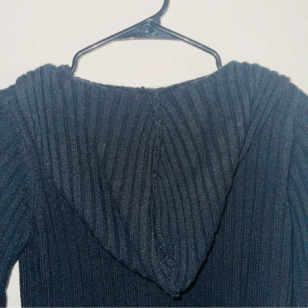 Vintage Woman’s GAS Sweater Black Acrylic Knit Double Zipper Hooded Sweatshirt - Picture 3 of 8